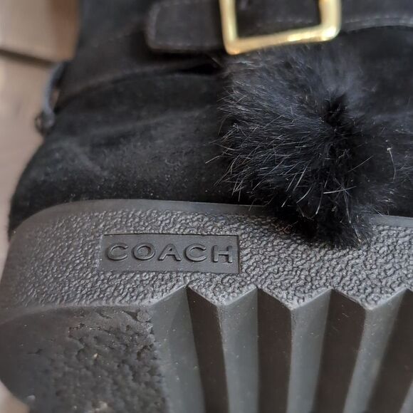 COACH Deeann Black Fur Trim Signature Winter Boots Sz 7 - Picture 9 of 14